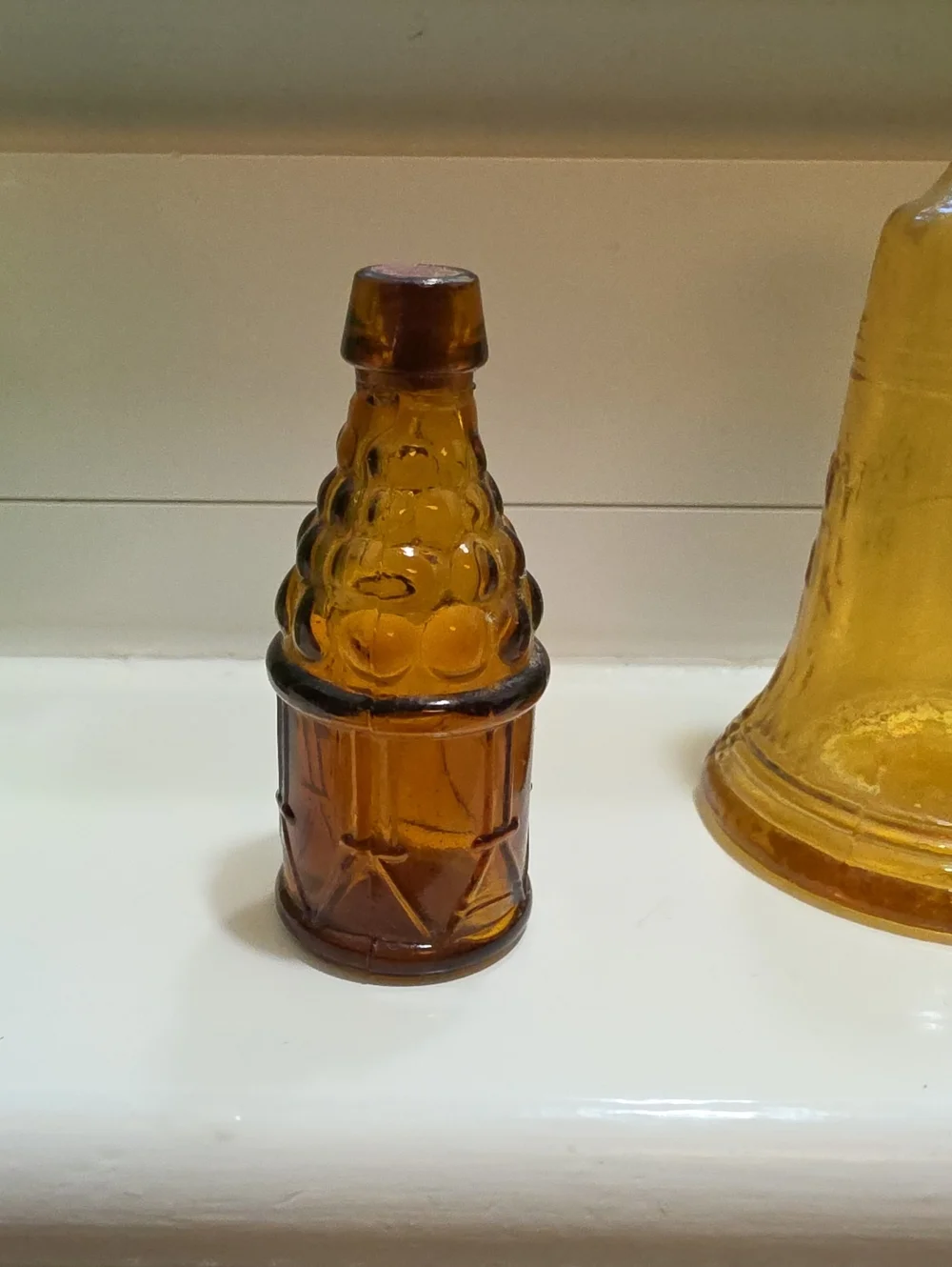 Vintage Green and Amber Miniature Decorative Glass Bottles - Home Accents